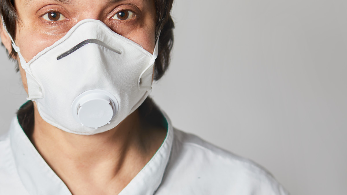 Doctor wearing an N95 Respirator