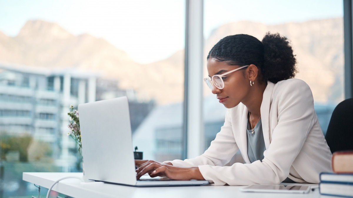Person looking at a laptop