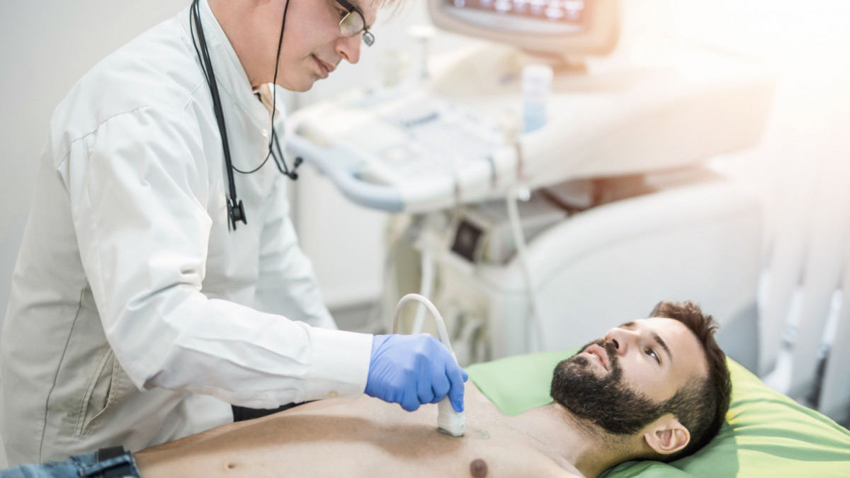 Man giving a cardiac ultrasound