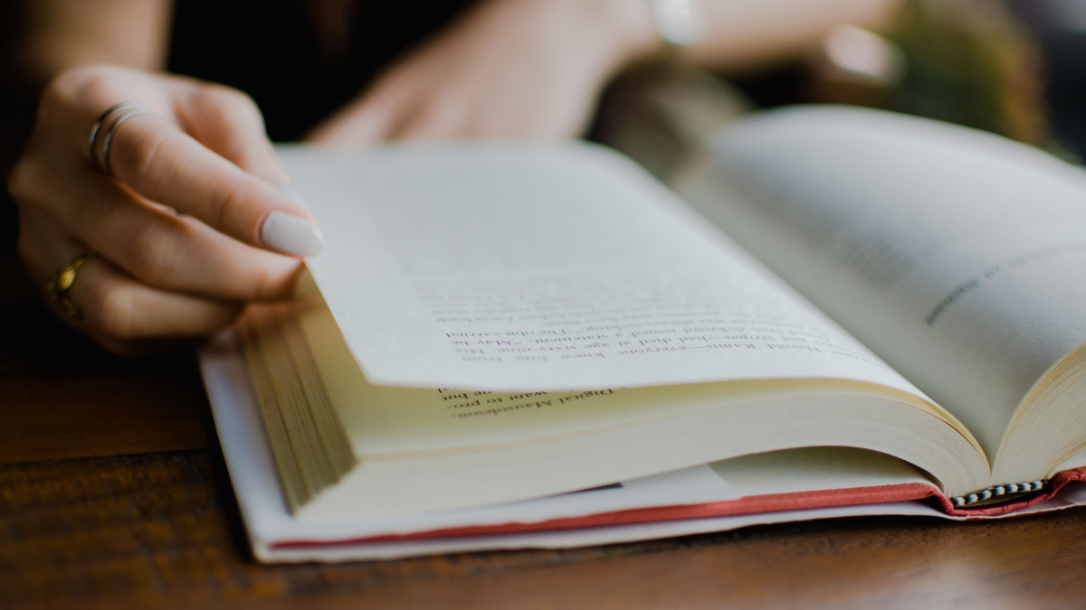 reading a book - hands on pages
