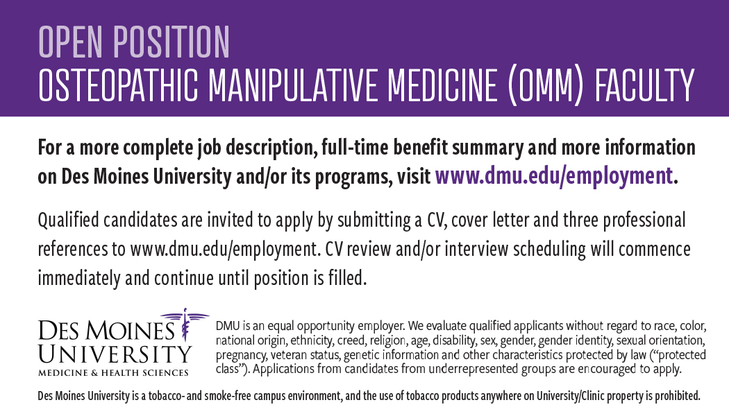 Osteopathic Manipulative Medicine Faculty